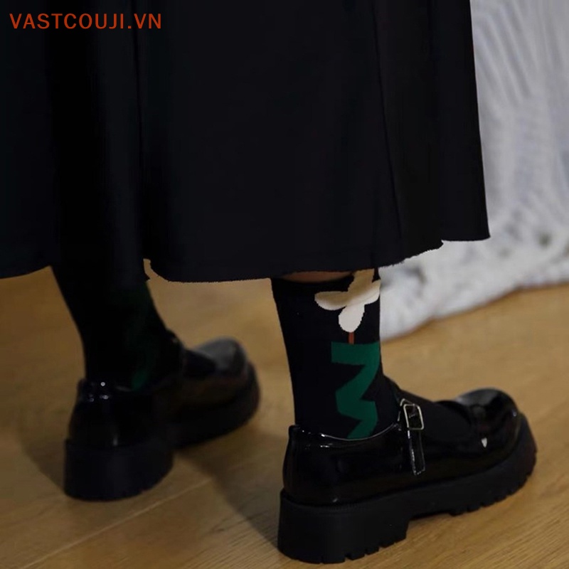 1 Đôi Tất Cotton Thoáng Khí Phong Cách Harajuku Nhật Bản Cho Nữ
