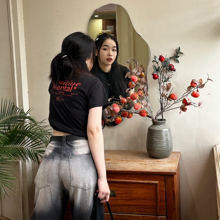 Áo Thun Baby Tee POSITIVE MENTAL 100% Cotton Mẫu Mới 2023