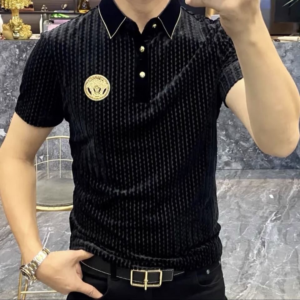 Áo polo Ngắn Tay Vải Nhung Thời Trang Mới Cho Nam