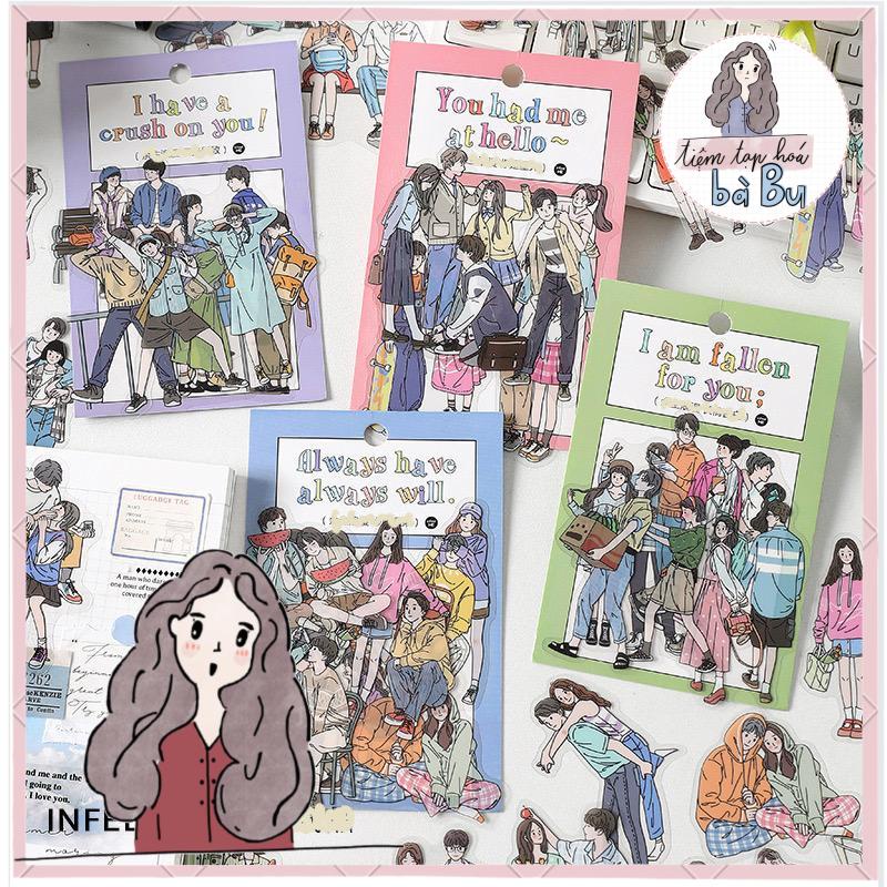 Gói 20 stickers lớn chủ để cặp đôi dùng để trang trí nhật kí tình yêu dễ thương