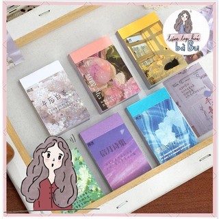 Cuốn 50 tờ stickers giấy trang trí không trùng mẫu dùng để trang trí sổ tay
