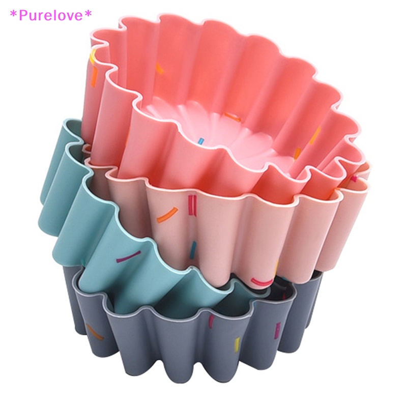 Set 6 Khuôn Làm Bánh Muffin Bằng Silicon Cấp Thực Phẩm Tái Sử Dụng Tiện Lợi Mới