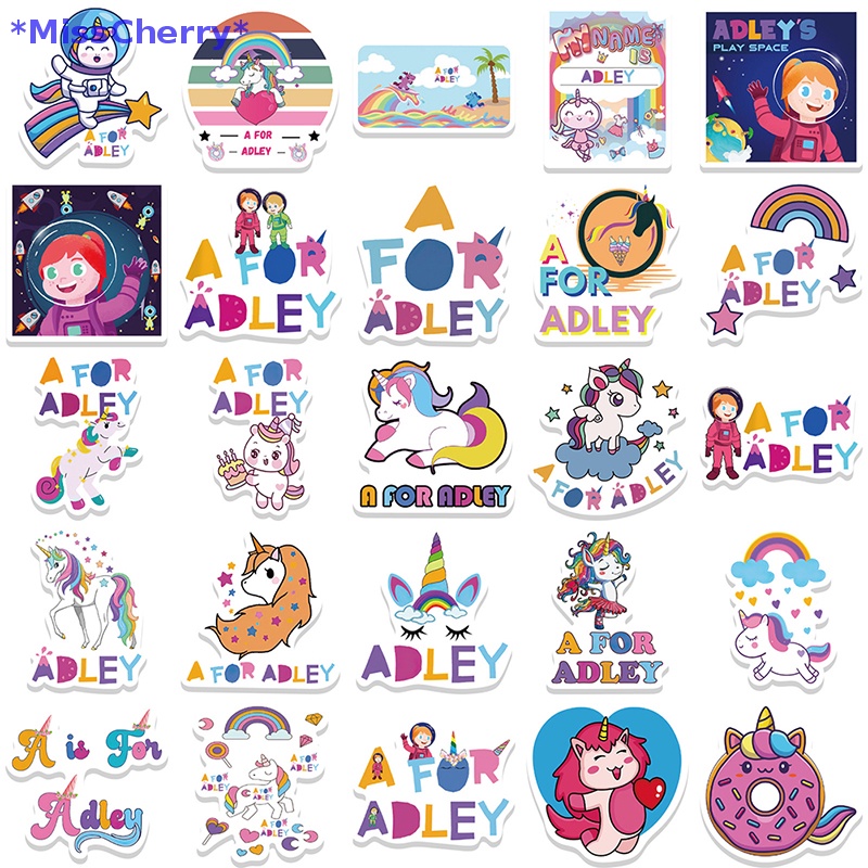 Bộ 50 Miếng Dán Trang Trí Điện Thoại / Ván Trượt / Laptop / Hành Lý Hình Kỳ Lân A DIY Mới