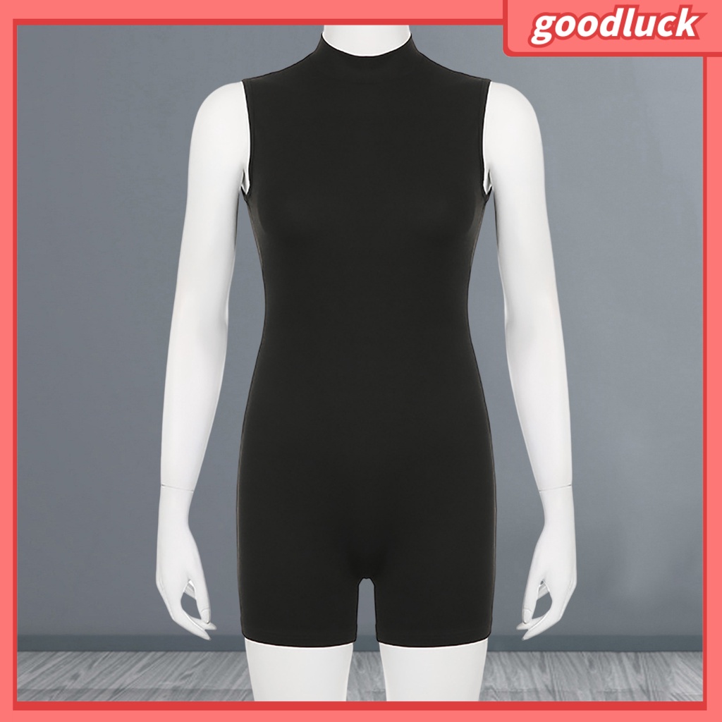 Bộ Áo Liền Quần Cổ Cao Không Tay Lưng Cao Dáng Ôm Phối Khóa Kéo Màu Trơn Thời Trang Tập Yoga Cho Nữ