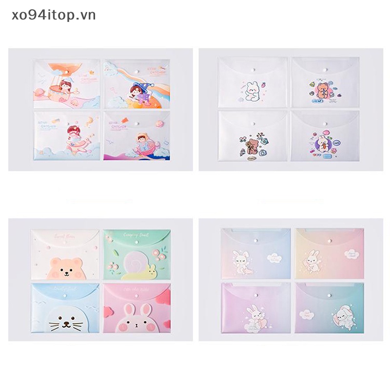 Túi Đựng Tài Liệu Khổ A4 Bằng PVC Trong Suốt Họa Tiết Hoạt Hình Chống Thấm Nước