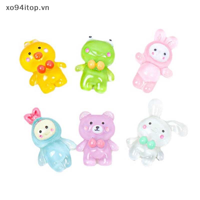 Xoitop Set 5 Phụ Kiện Trang Trí Điện Thoại Hình Động Vật Hoạt Hình Dạ Quang DIY