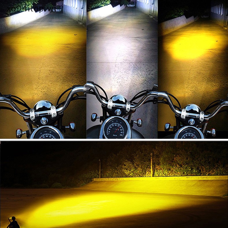 Set 1 / 2 Đèn Pha LED 9-85V Ánh Sáng Trắng / Vàng Dành Cho Xe Mô Tô
