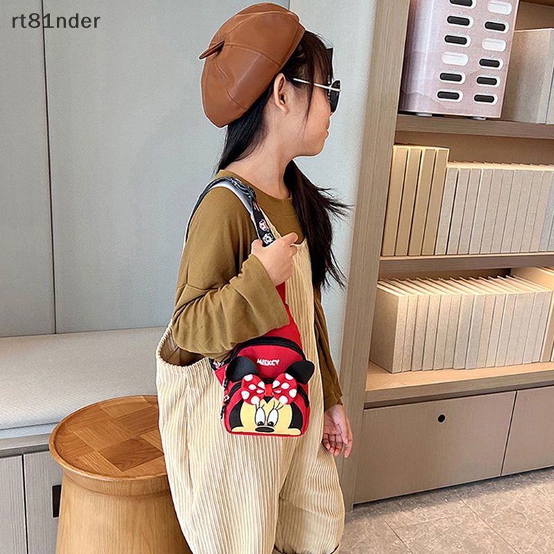 Túi Đeo Chéo Ngực Mini Bằng Vải PU Phối Màu Tương Phản Họa Tiết Hoạt Hình Cho Bé