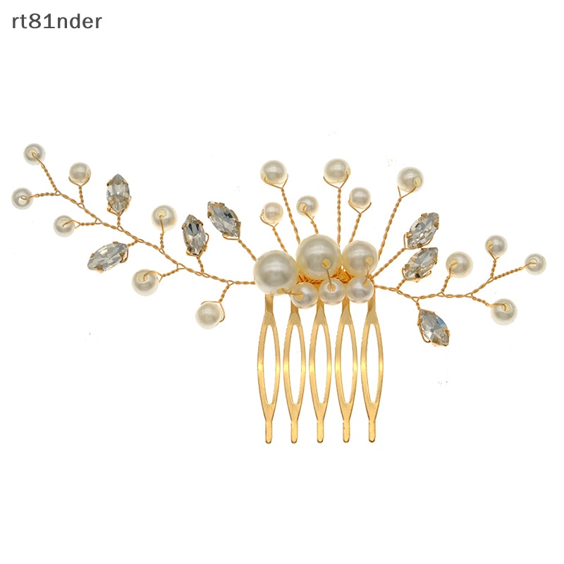 Lược Cài Tóc Hình Hoa Lá Đính Ngọc Trai Cho Cô Dâu