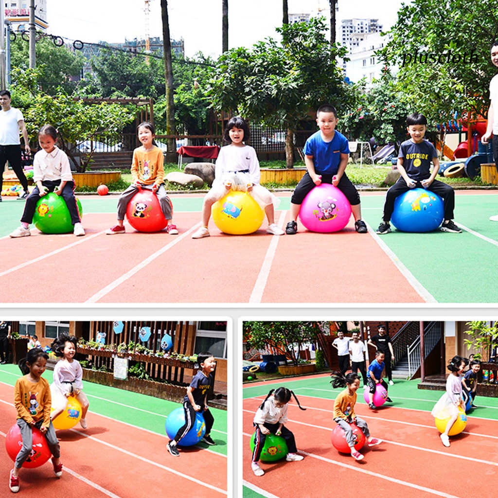 &lt; Plus &gt; Bóng Bơm Hơi Tập Gym Tăng Chiều Cao Bằng PVC Dày Dặn Chống Nổ Họa Tiết Hoạt Hình Có Tay Cầm Và Mắt