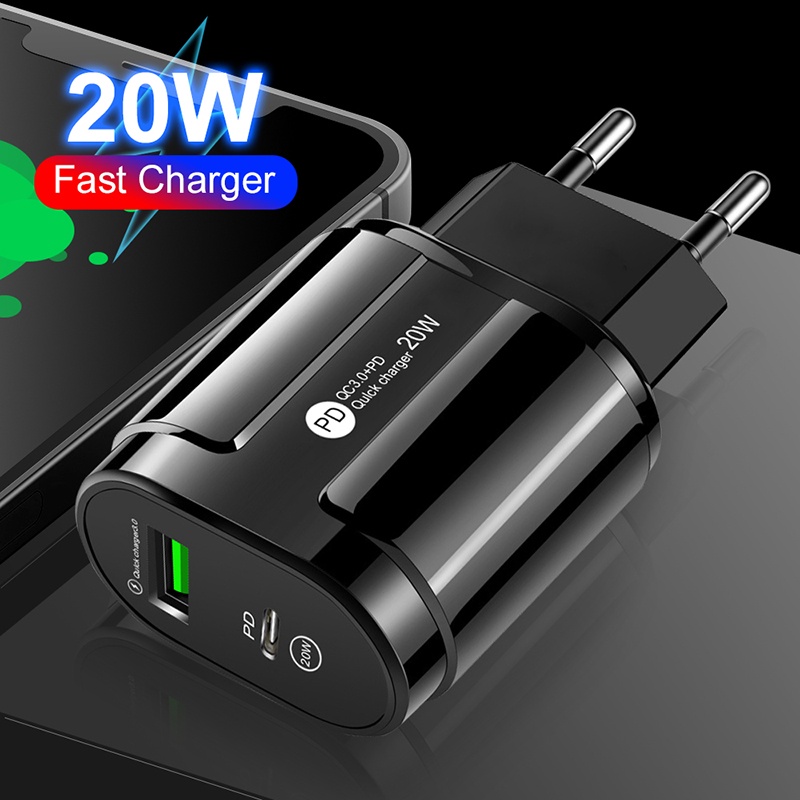 Tẩu Sạc Nhanh 20W PD USB C 5V2A Hai Cổng Type-C Cho iPhone 13 12 Pro iPad Huawei Xiaomi Samsung