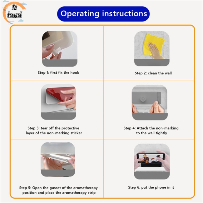 Giá Đỡ Điện Thoại Gắn Tường Chống Thấm Nước Tiện Dụng Cho Phòng Tắm / Nhà Bếp