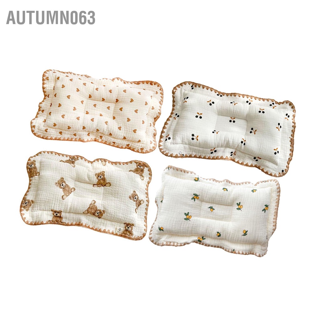Autumn063 Gối Định Hình Đầu Cho Bé Hoạt Thiết Kế Phối Ren Thoáng Khí Thoải Mái Trẻ Sơ Sinh Từ 0 Đến 6 Tháng Tuổi