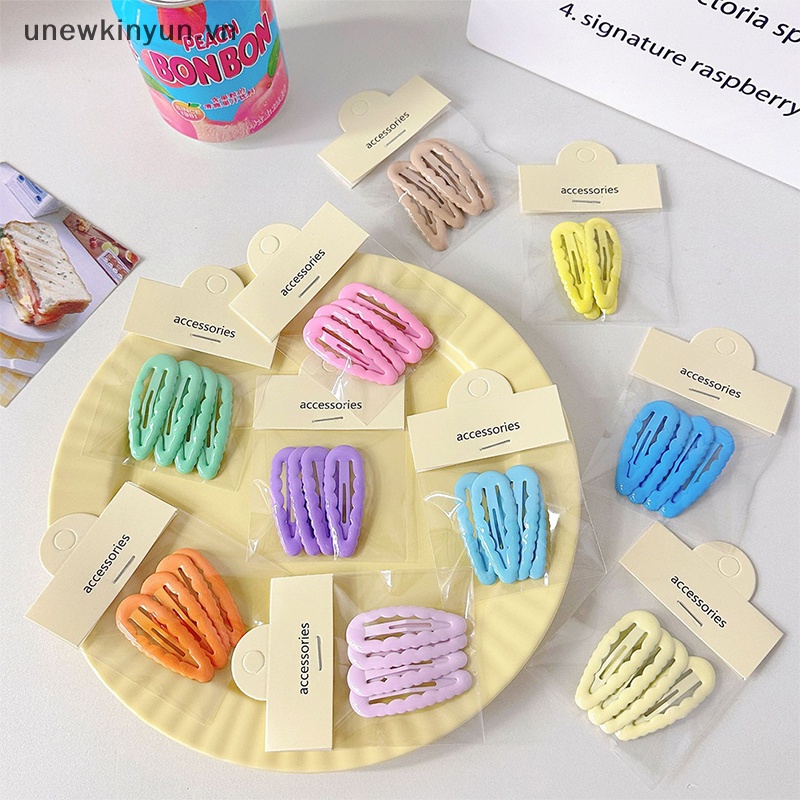 Set 4 Kẹp Tóc Hình Giọt Nước Màu Kẹo Ngọt Thời Trang Cho Nữ