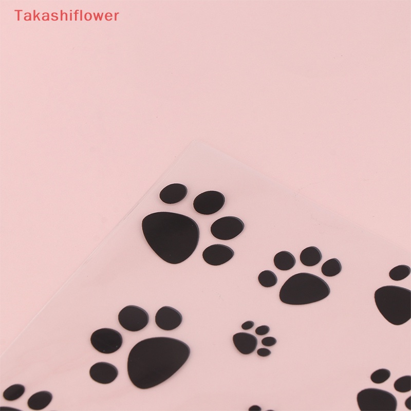Set 50 / 100 Túi Nhựa Đựng Kẹo In Hình Dấu Chân Mèo Màu Hồng Dễ Thương