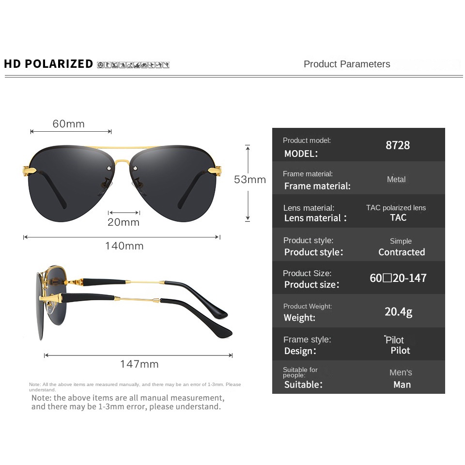 Kính Mát Phân Cực Chống Tia UV Thời Trang Cho Nam