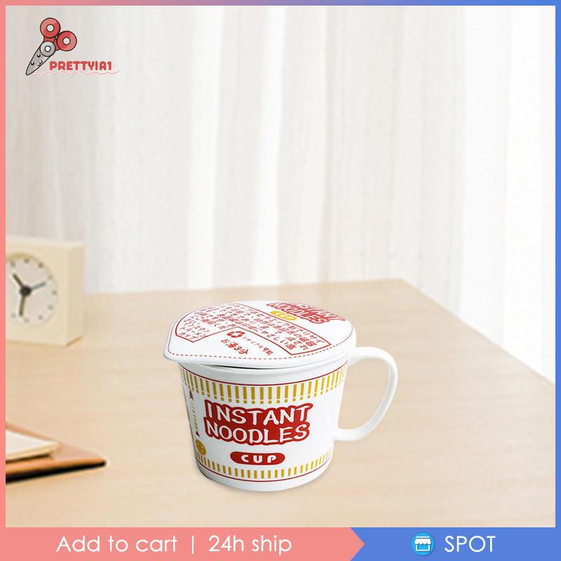 [Prettyia1] Tô Ăn Mì Có Nắp Và Tay Cầm Màu Đỏ Nhật Bản 600ml