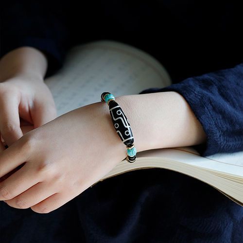 Vòng Tay Chuỗi Hạt Đá Mã Não Tự Nhiên Chín Mắt Dzi Mẫu Phía Sau Cho Nam Và Nữ Wenwan Rosary