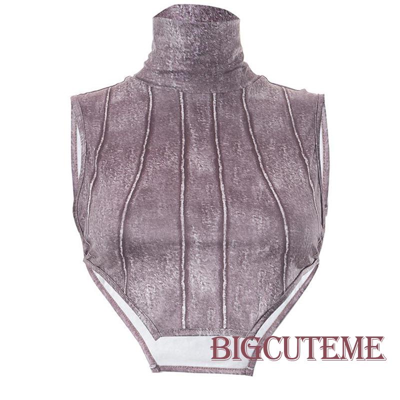 Áo Croptop Sát Nách Cổ Lọ In Họa Tiết Phong Cách Đường Phố Thời Trang Mùa Hè Cho Nữ