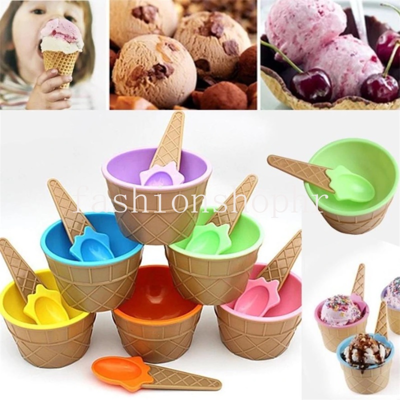 Bộ Tô Muỗng Hình Que Kem Hoạt Hình Nhiều Màu Sắc Khác Nhau Dành Cho Trẻ Em