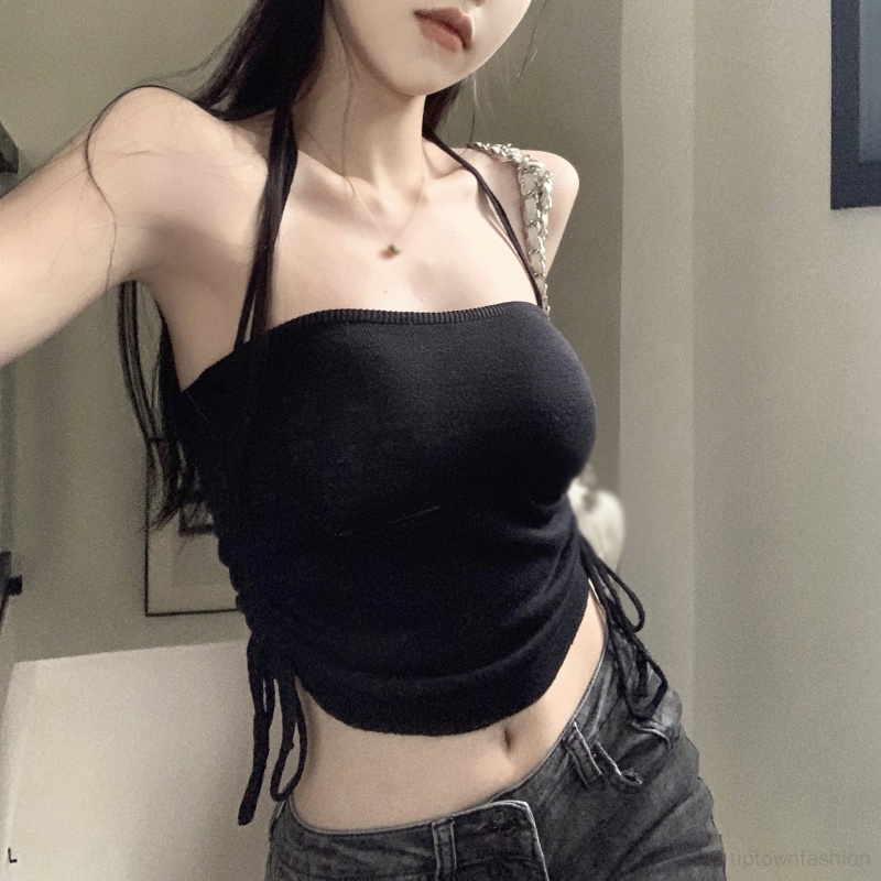 Áo Tank Top Dệt Kim Hai Dây Có Đệm Ngực Thời Trang Xuân Hè Cho Nữ