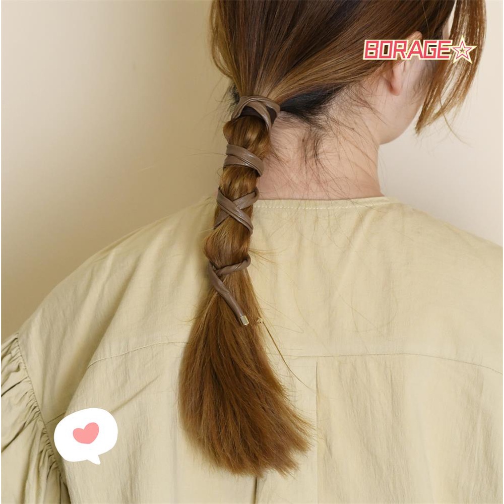 Dây Buộc Tóc Đuôi Ngựa Bằng Da Màu Đen Dễ Sử Dụng