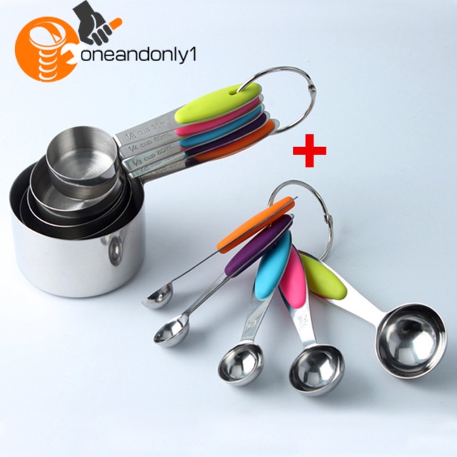 Bộ 10 Muỗng Đo Lường Bằng Thép Không Gỉ Cách Nhiệt Chống Trượt Tiện Dụng