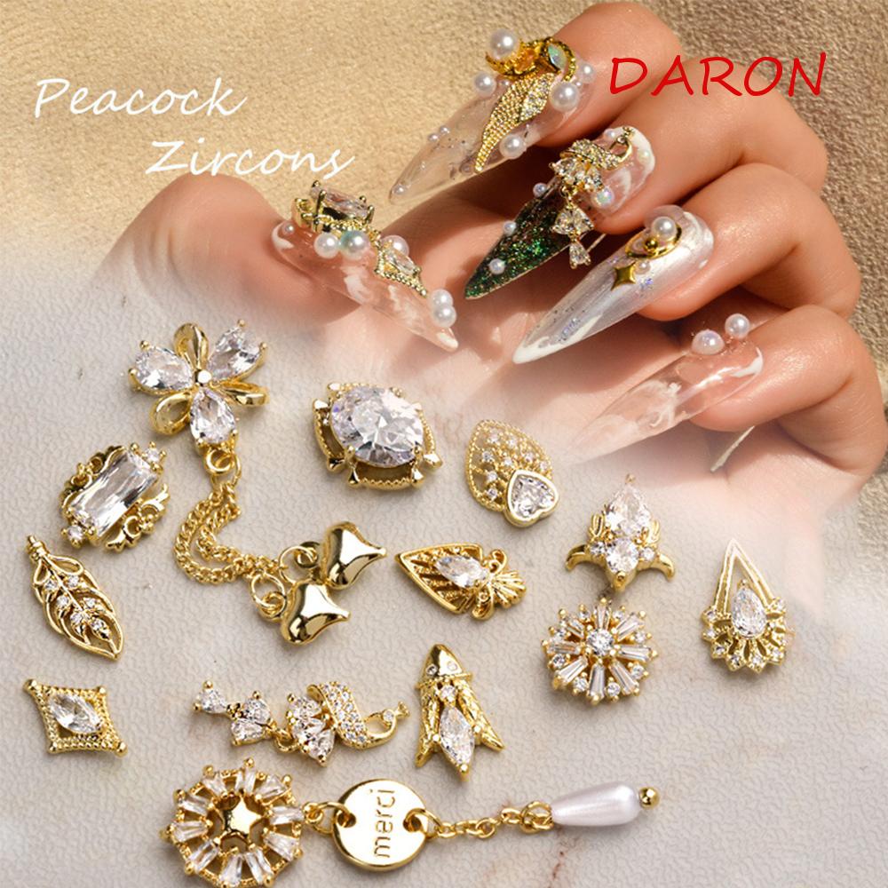 Móng Tay 3D DARON|Hoa Hồng Charm Lấp Lánh.Dây Chuyền Mặt Đá Quý