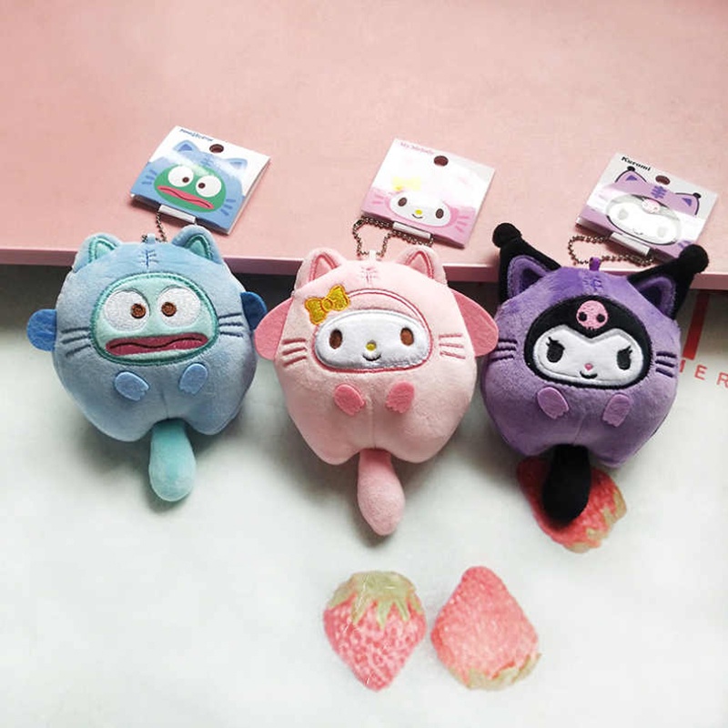 SANRIO Móc Khóa Hình Mèo Hoạt Hình Kuromi Melody Pompompurin Nhồi Bông Đáng Yêu