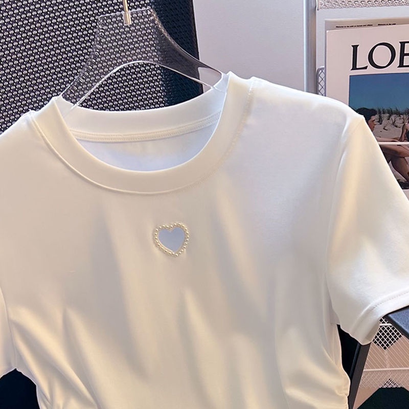 Áo Thun Cotton Ngắn Tay Lưng Cao Phong Cách Mới Mùa Hè 2023 Cho Nữ