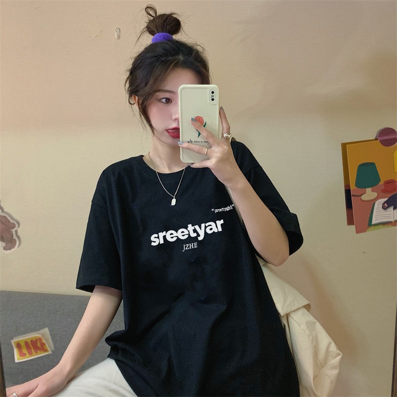 Áo Thun Tay Lỡ Dáng Rộng Thiết Kế Đơn Giản Thời Trang Xuân Hè Cho Nữ