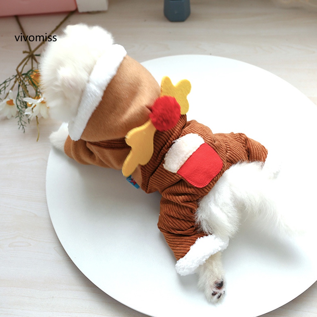 Áo Thu Đông Bằng Cotton Bốn Ống Họa Tiết Tuần Lộc Cho Thú Cưng