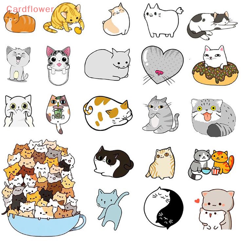 50 Miếng Dán Hình Mèo Dễ Thương Trang Trí Laptop, Điện Thoại, Vali, Xe Hơi, Ván Trượt Mới