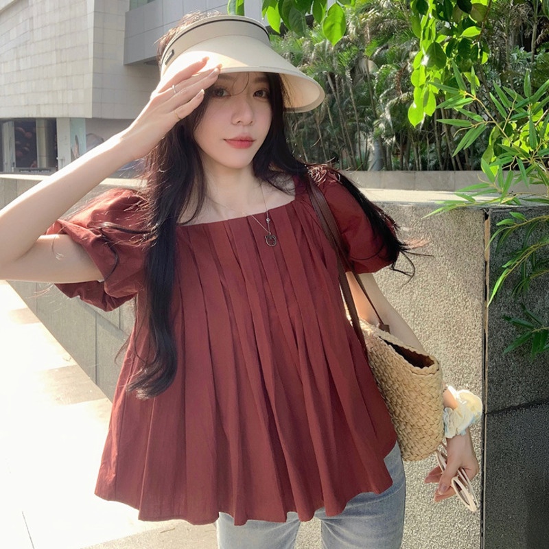 Áo Kiểu Cổ Vuông Tay Phồng Thời Trang Mùa Hè Xinh Xắn Cho Nữ