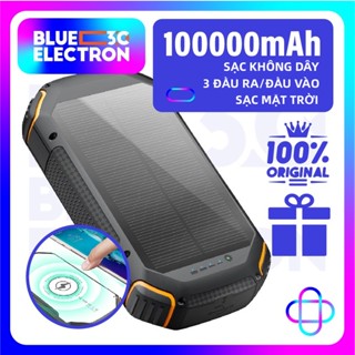 sạc dự phòng 100000mAh Solar  100% chính hãng Đầu ra USB kép Hoạt động ngoài trời Bộ nguồn pin ngoài có thể sạ