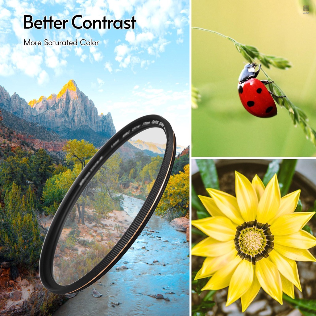 Kính Lọc Tia Cực Tím 77mm 22 Lớp Tráng Gương Siêu Mỏng Kèm Giá Đỡ Lưu Trữ Cho Lens Máy Ảnh