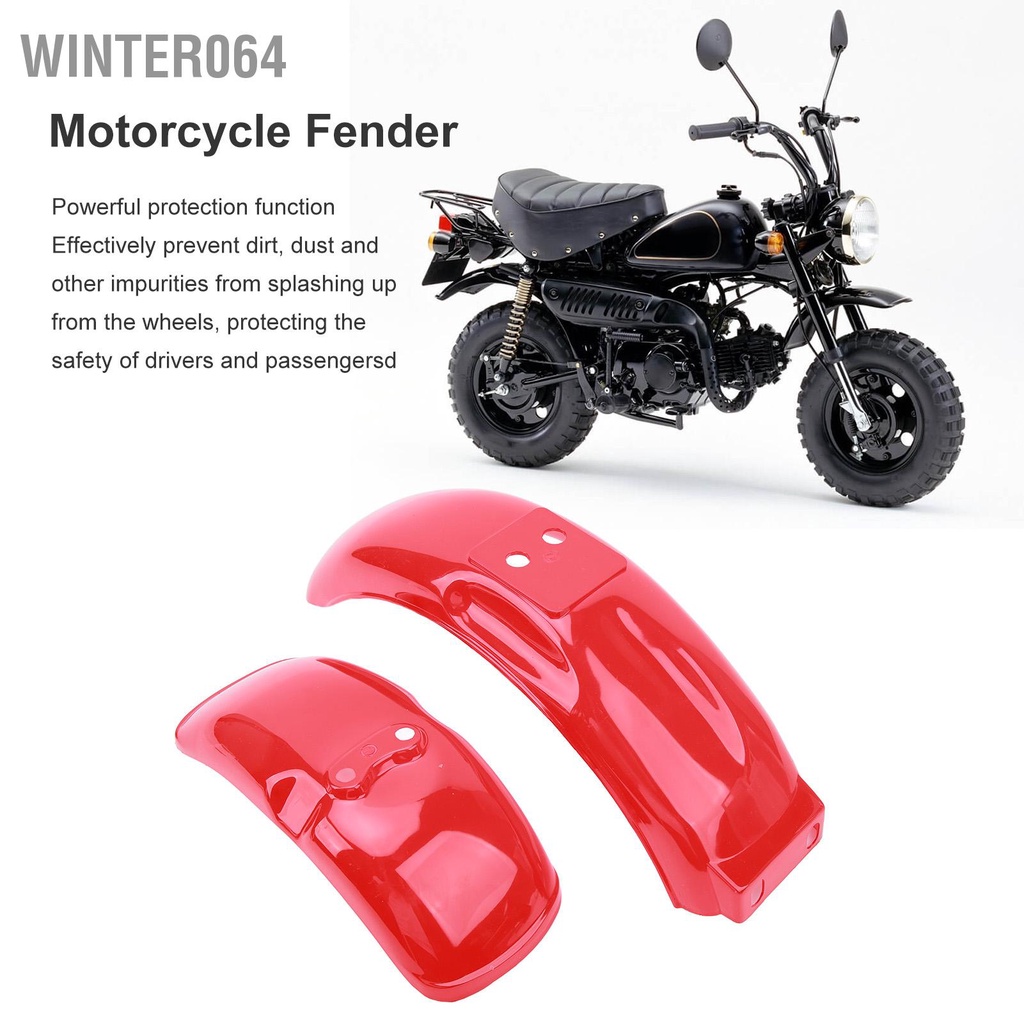 Winter064 Xe Máy Fender Độ Bóng Cao Màu Đỏ Phía Trước Sau Bùn Bảo Vệ Tấm Phù Hợp Với Z50 Z50A Z50J Z110 Z125 Đạp 8in Hoặc 10in Bánh