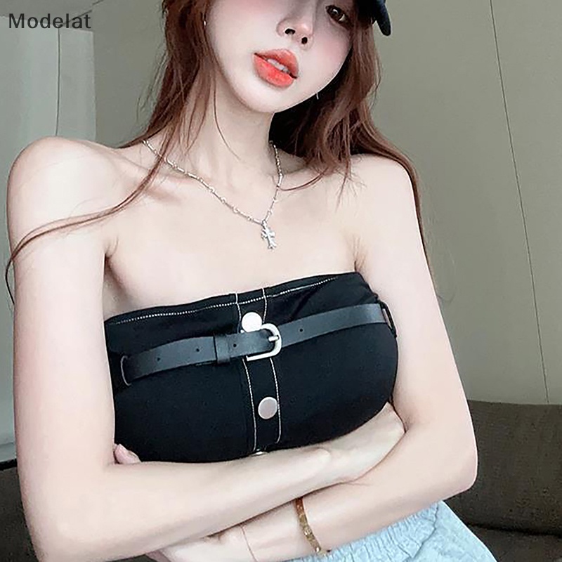 Áo Crop Top Không Dây MFC Y2K Cố Định Hở Lưng Có Dây Thắt Lưng Dành Cho Nữ WTD