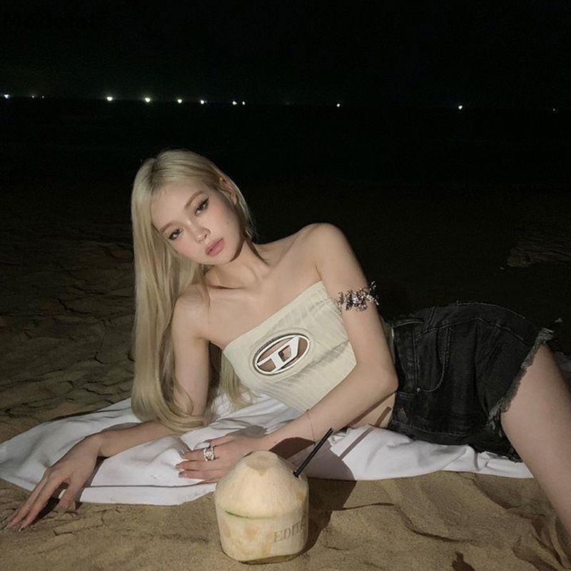 Mfc Áo Dệt Kim Không Tay Màu Trơn Gợi Cảm Cho Nữ