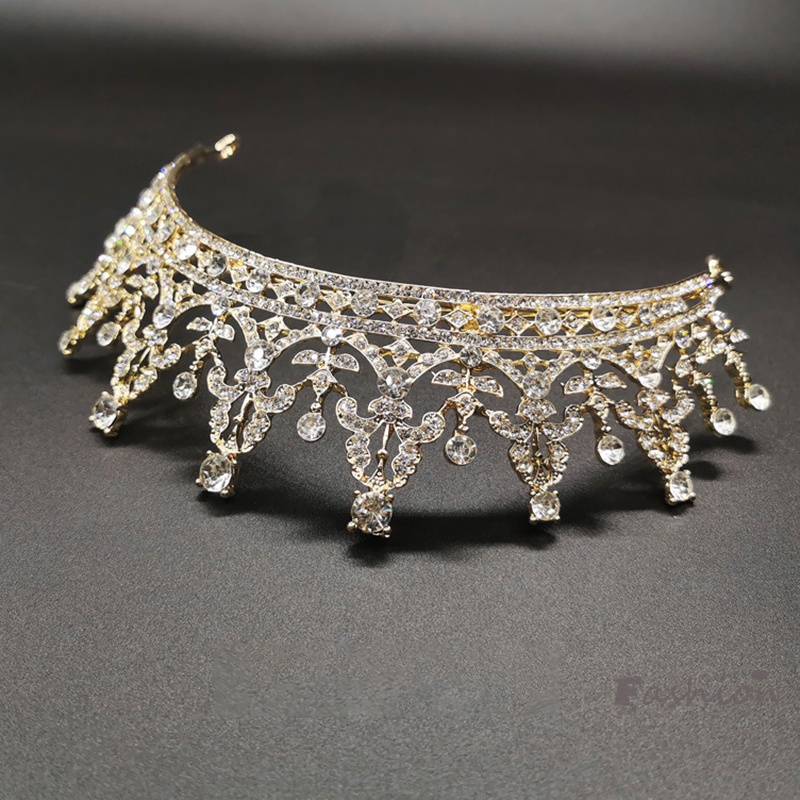 Cài Tóc Hình Vương Miện Đính Đá Lấp Lánh Cho Cô Dâu