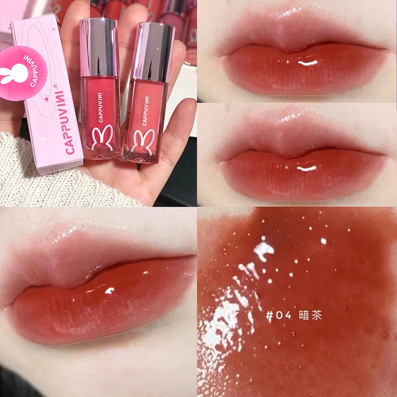 Son Môi Cappuvini Dưỡng Ẩm Chống Nước 9 Màu Sắc Tùy Chọn Thiết Kế Vỏ Hình Thỏ Hồng Dễ Thương