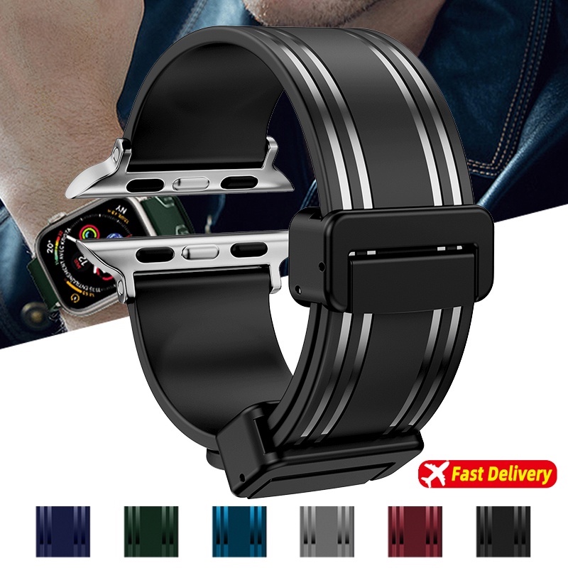 Dây Đeo Thể Thao Bằng Silicone Chống Nước Cho Apple Watch 42mm 45mm 38mm 44mm 40mm 49MM IWatch Series 8 7 SE 6 5 4 3
