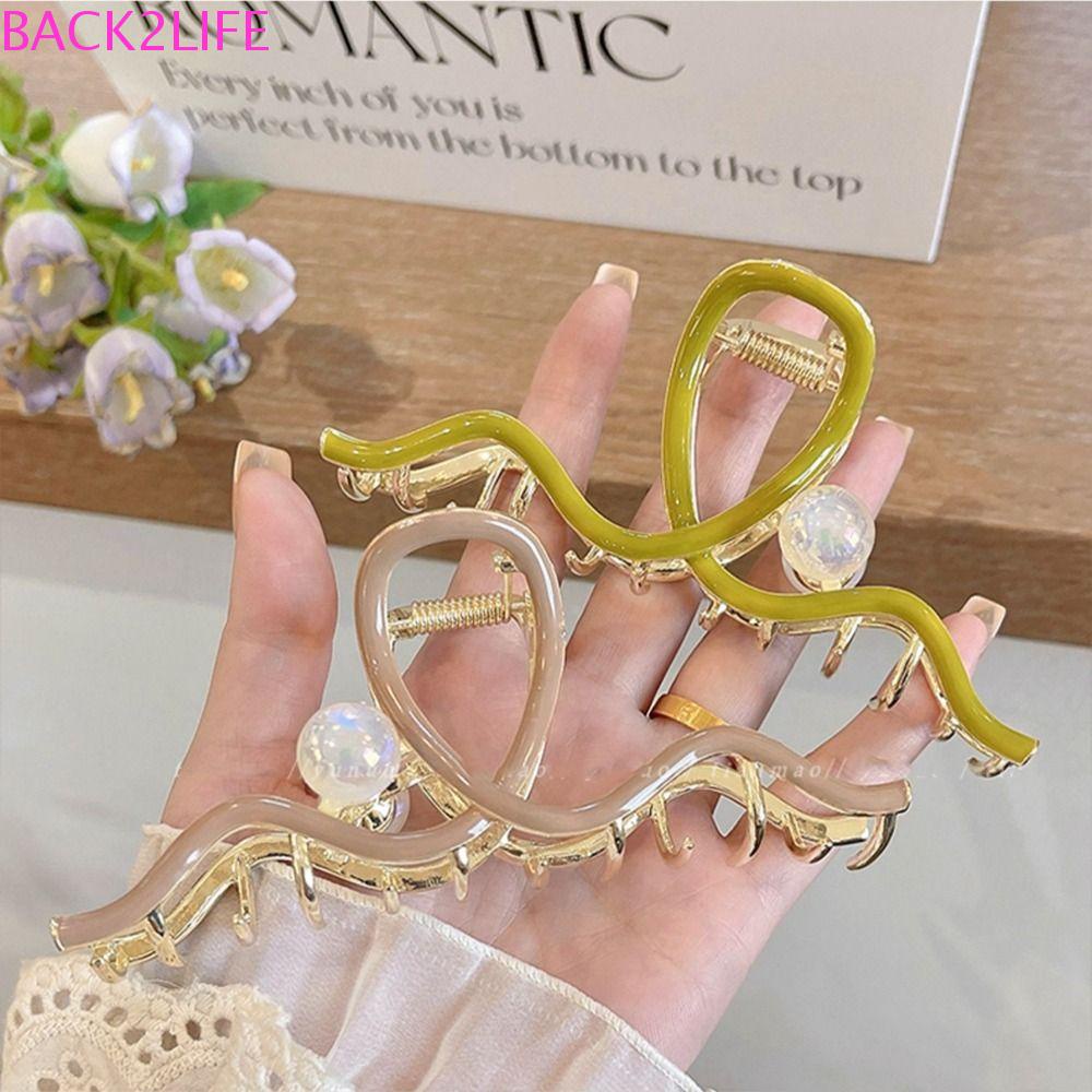 Set 2 Kẹp Tóc Kim Loại Họa Tiết Hình Học Phong Cách Hàn Quốc Dễ Thương