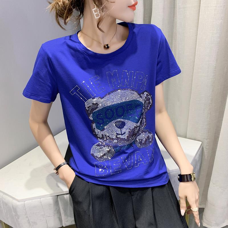 Áo Thun Cotton Tinh Khiết Tay Ngắn Phong Cách Phương Tây Thời Trang Mùa Hè 2023 Phong Cách Mới Cho Phụ Nữ Tuổi Trung Niên