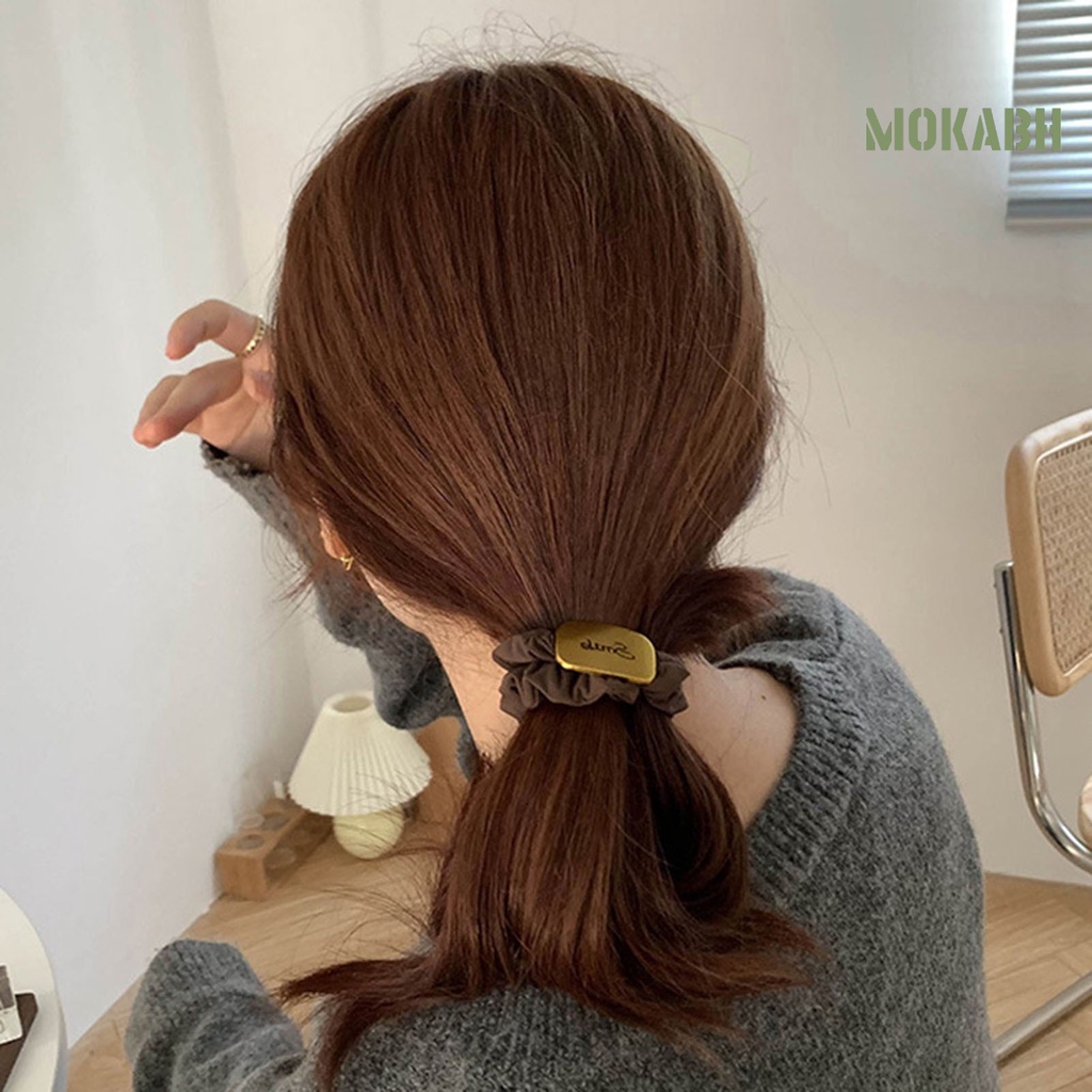 Dây Cột Tóc Co Giãn Họa Tiết Hoa Bằng Kim Loại Màu Sắc Đơn Giản Thời Trang