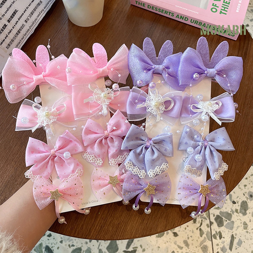 1 Bộ Kẹp Tóc Hình Nơ Mềm Mại Co Giãn Thoải Mái Cho Bé Gái