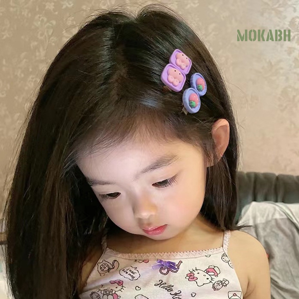 Kẹp Tóc Hình Gấu Hoạt Hình Bằng Thép Không Gỉ Co Giãn Gọn Nhẹ Chống Trượt Cho Bé Gái