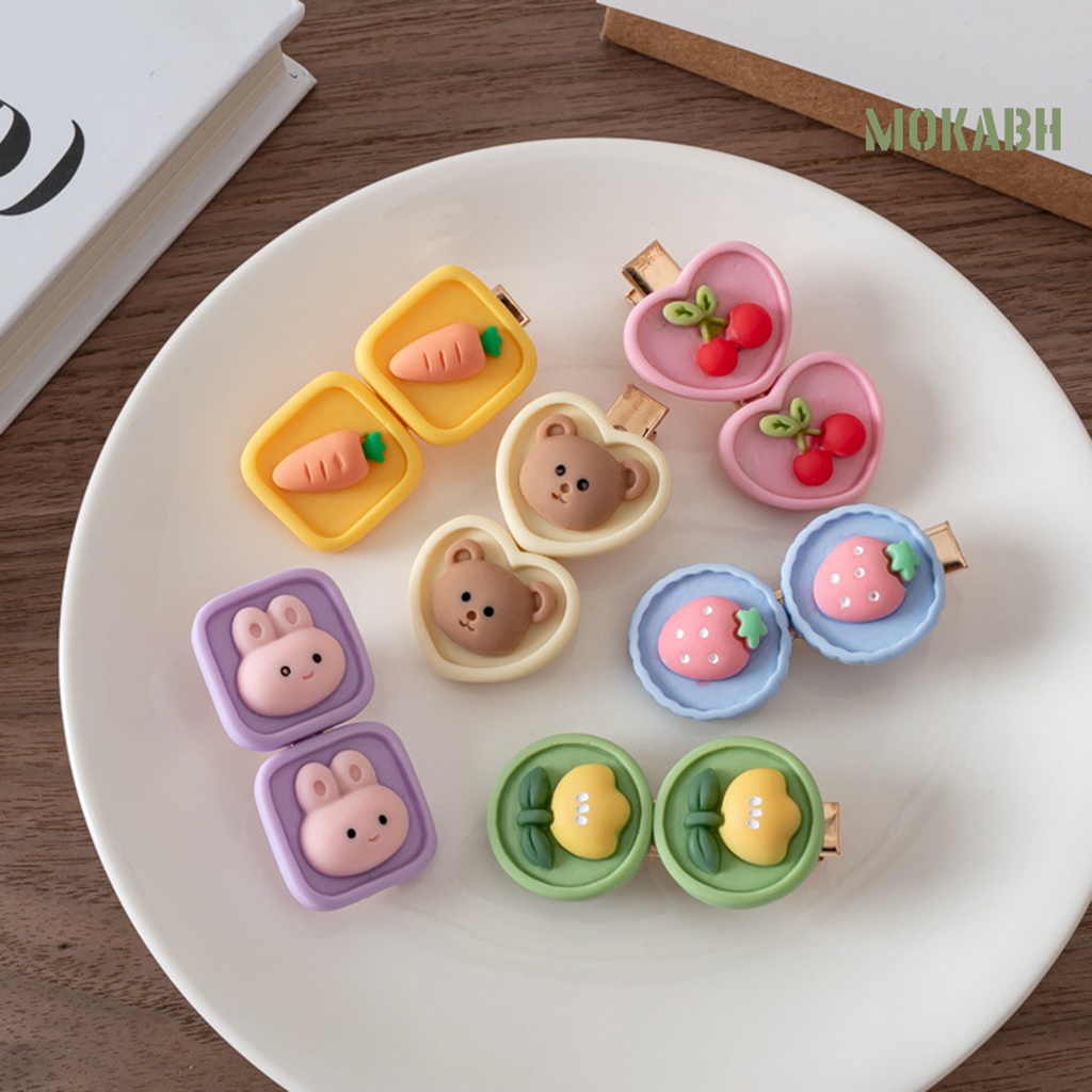 Kẹp Tóc Hình Gấu Hoạt Hình Bằng Thép Không Gỉ Co Giãn Gọn Nhẹ Chống Trượt Cho Bé Gái