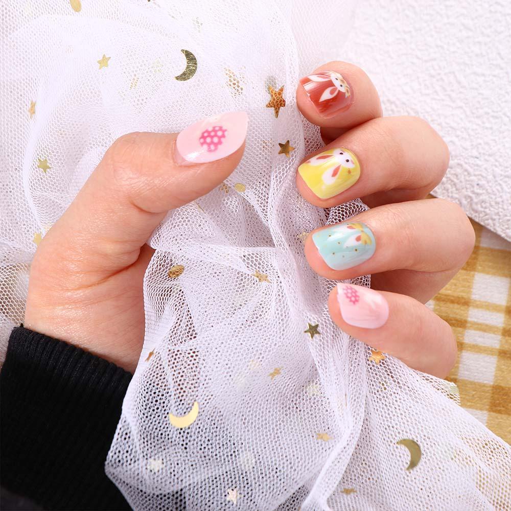 Set 24 Móng Tay Giả Họa Tiết Hoạt Hình Dễ Thương Cho Bé