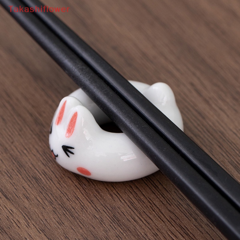 Set 5 Giá Đỡ Muỗng Đũa Bằng Sứ Hình Thỏ Dễ Thương Trang Trí Nhà Bếp